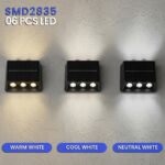 Hardoll 6 LED Solar Wall Lights Outdoor